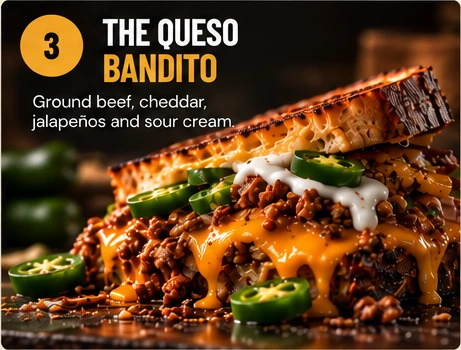 Gourmet grilled cheese sandwich, queso bandito